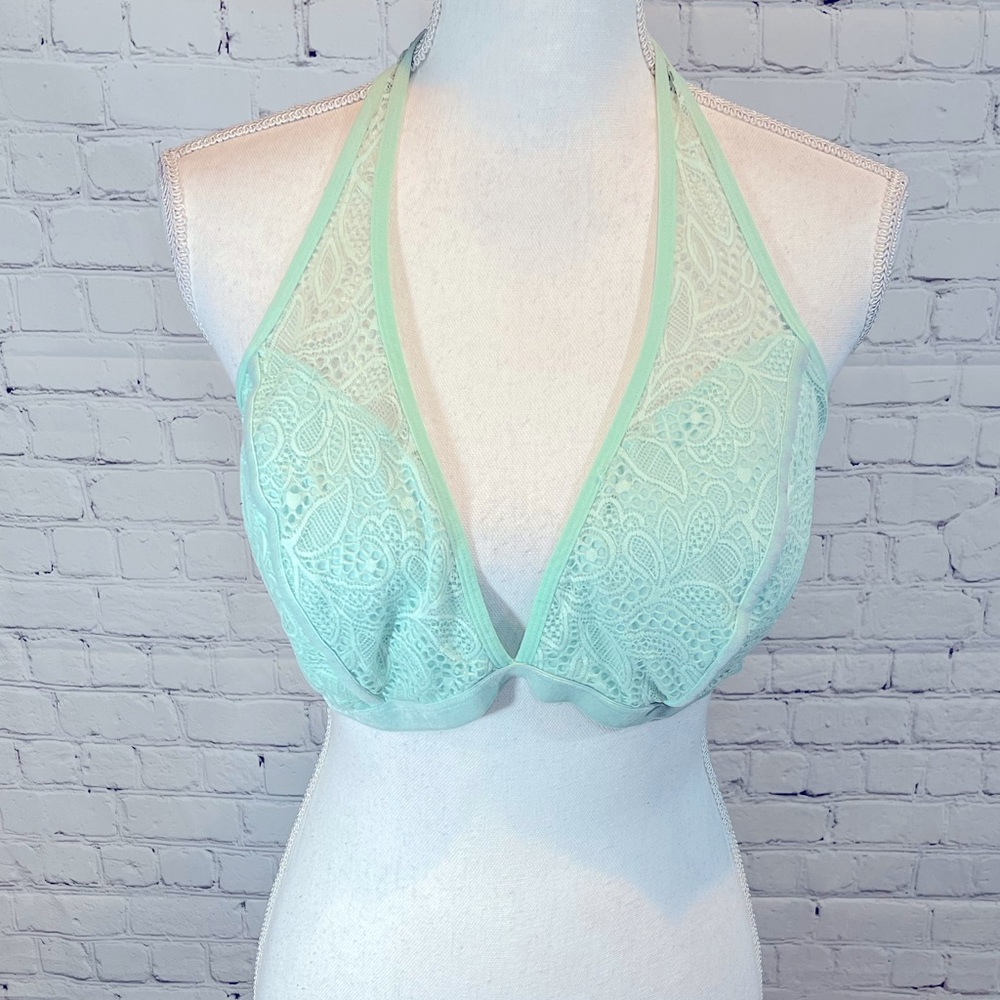 FLIRTITUDE Bralette Lace Halter Pale Green-XL